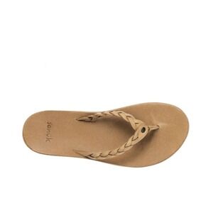 Sanuk Cosmic Yoga Joy Braided Leather Flip Flops Women Size 8 Comfort Minimalist